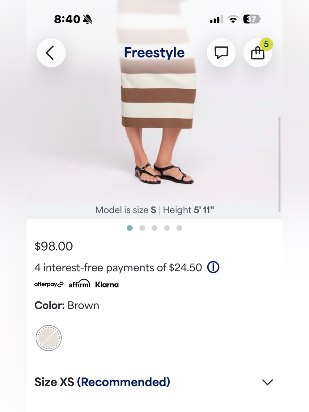 NWT🔖 Z Supply Hailey Midi Dress Brown Cream Stripe NWT XS $98 - Picture 4 of 11